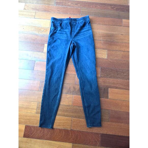 Spanx Women Blue Pull On Straigth Leg Bodysculting Denim Pants size Large Tall - Picture 1 of 7